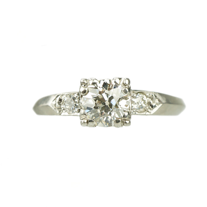 Old Euro Diamond and Platinum Engagement Ring - Gem Set Love