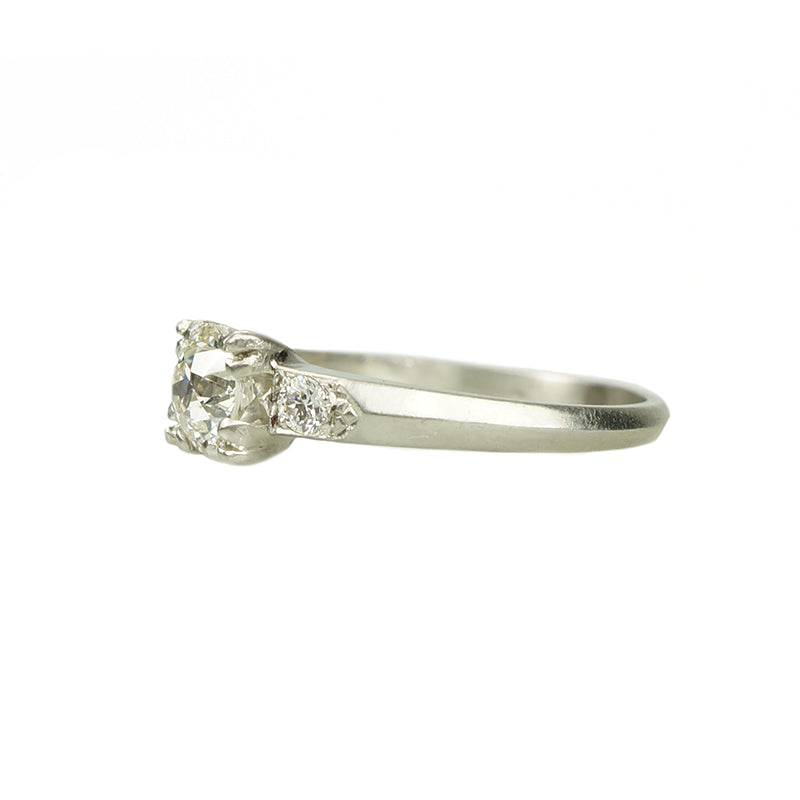 Old Euro Diamond and Platinum Engagement Ring - Gem Set Love