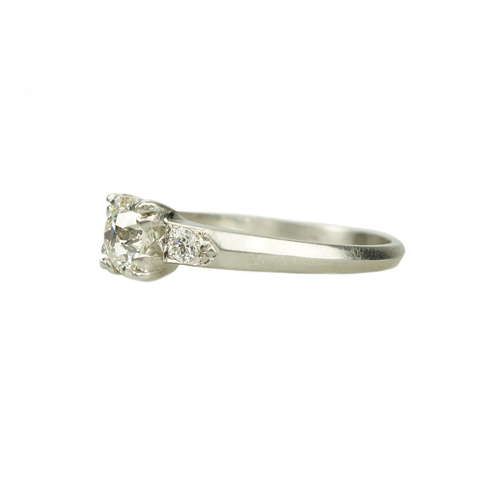 Old Euro Diamond and Platinum Engagement Ring - Gem Set Love
