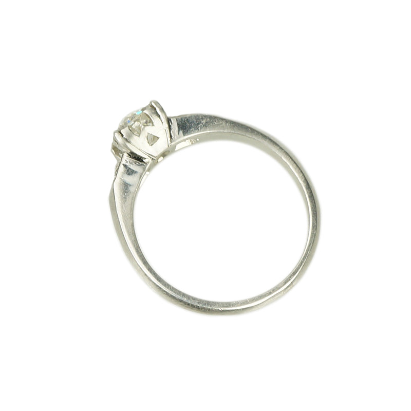 Old Euro Diamond and Platinum Engagement Ring - Gem Set Love