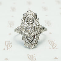 platinum edwardian diamond filigree knuckle ring