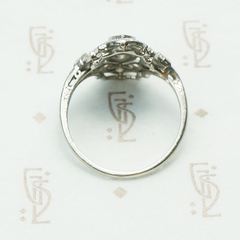 Stunning Platinum Filigree Diamond Edwardian Ring