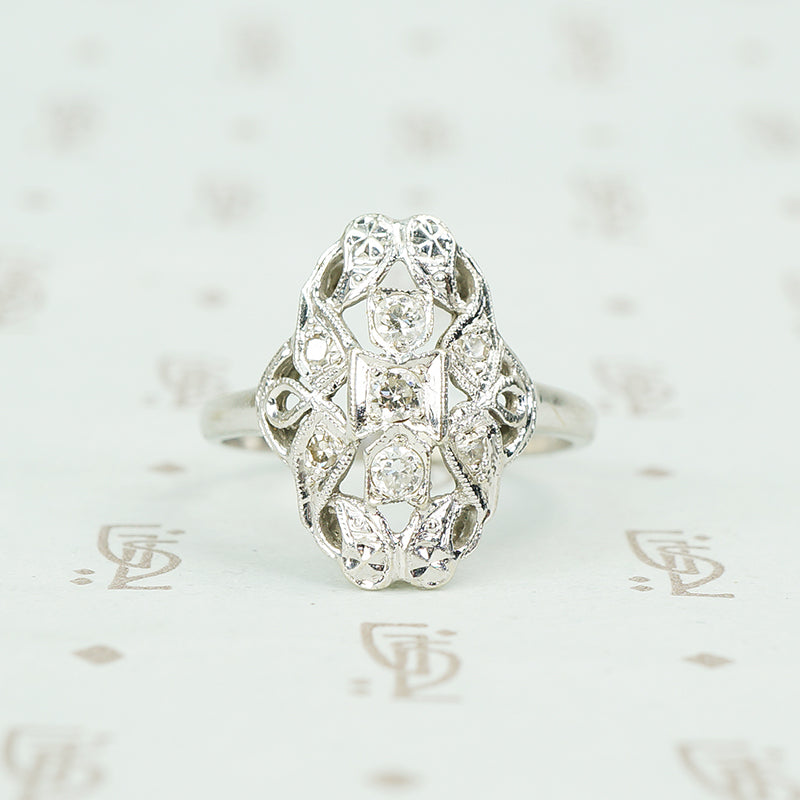 14k white gold and diamond knuckle ring