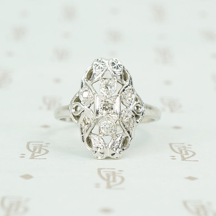 14k white gold and diamond knuckle ring