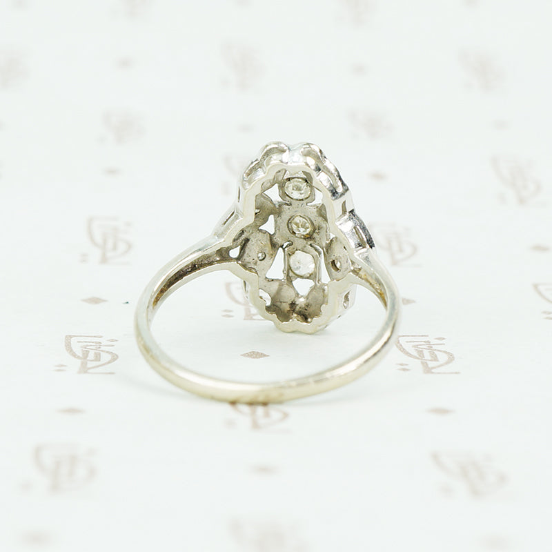 14k white gold and diamond knuckle ring back view