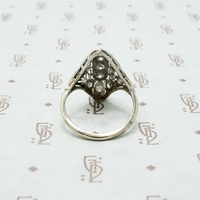 art deco platinum knuckle ring with diamonds back view
