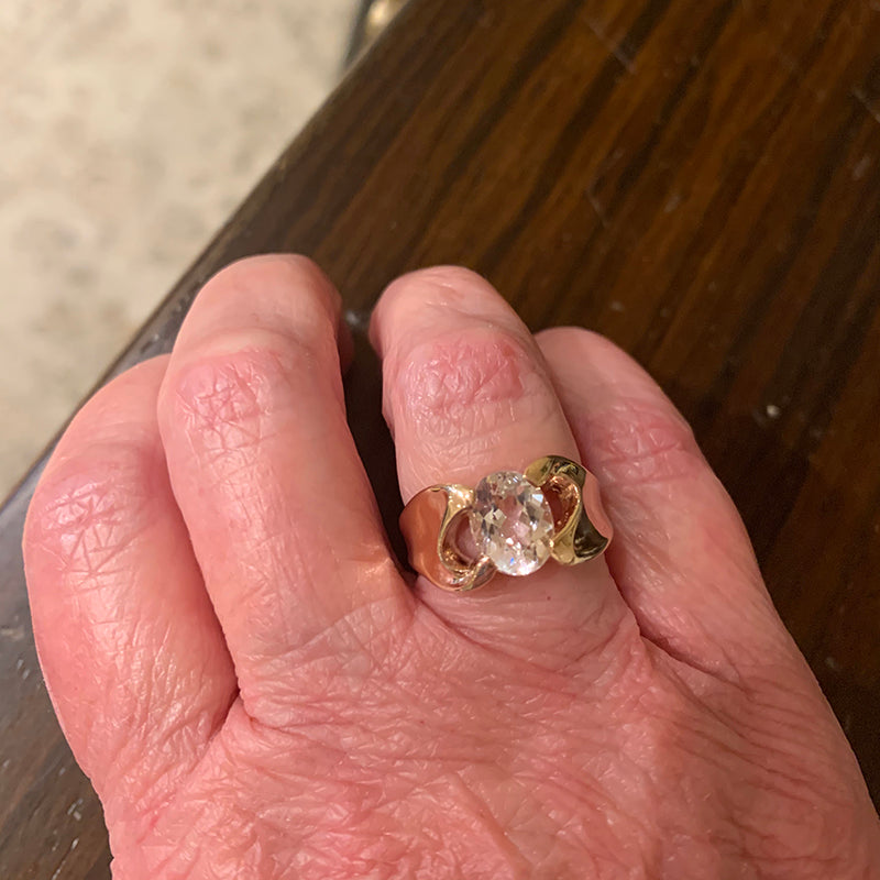 Midcentury Rosey Pink Kunzite Hug Ring