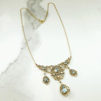 Exquisite Antique Aquamarine Filigree Necklace