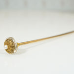 Crystal Topped Gold Antique Hat Pin