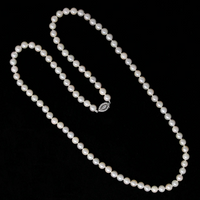 Dreamy Matinee Length Pearls with Platinum & Diamond Clasp