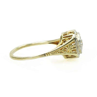 1920's Yellow Gold Filigree Engagement Ring set with an Old Euro Diamond