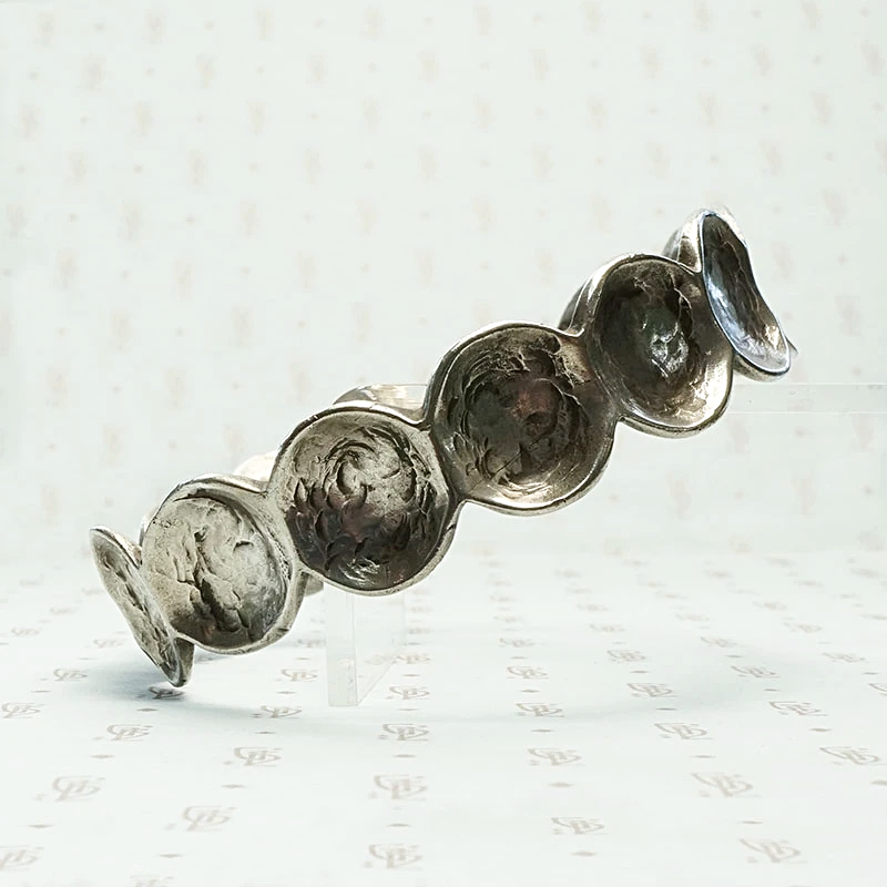 Distressed Silver Disc Brutalist Bracelet