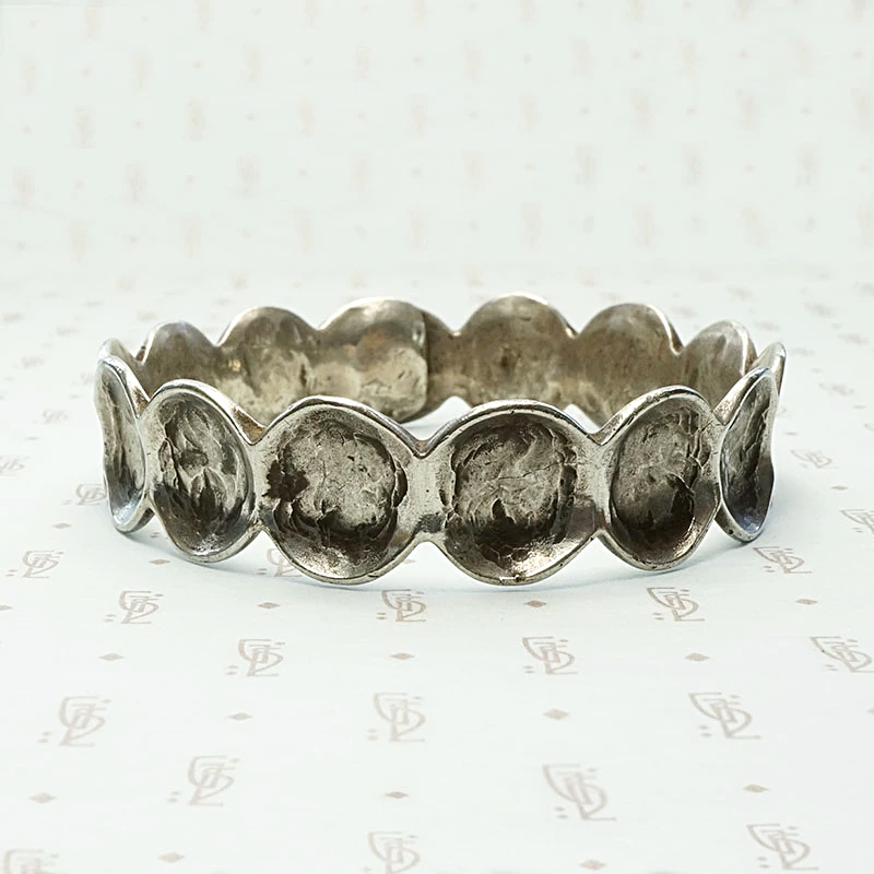 Distressed Silver Disc Brutalist Bracelet