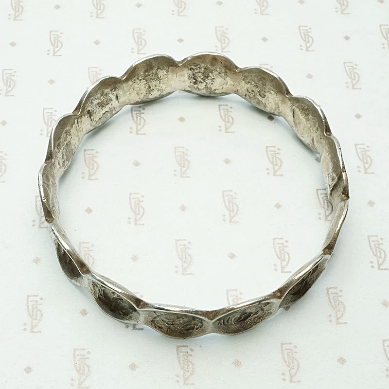 Distressed Silver Disc Brutalist Bracelet