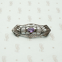 Siberian Amethyst Arts & Crafts Brooch in Silver