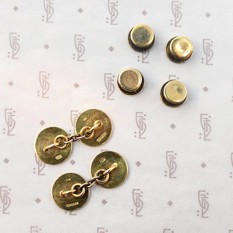 Smart Set of English Gilt Cufflinks & Studs