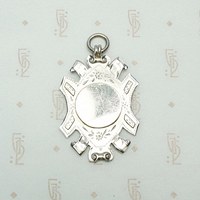 Engraved Floral English Sterling Fob Pendant