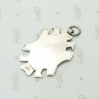 Engraved Floral English Sterling Fob Pendant