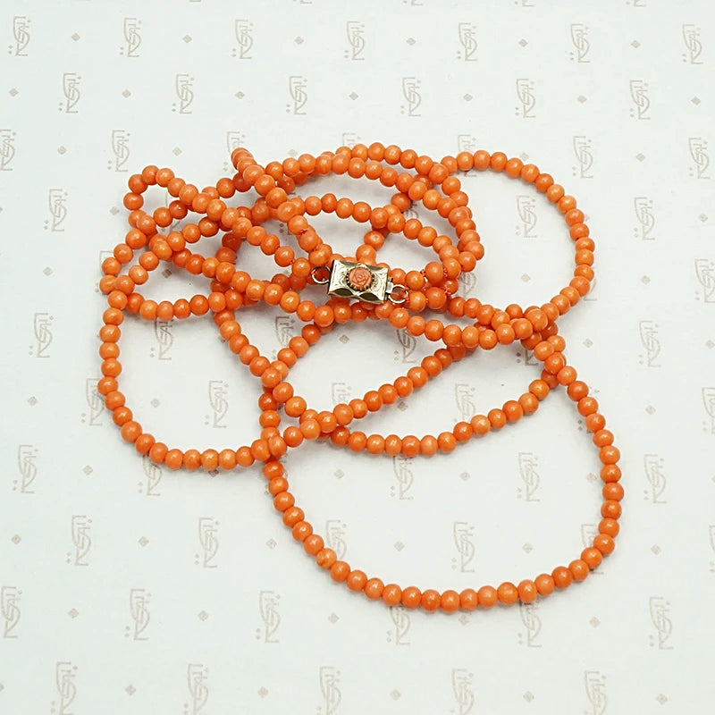 Delicate Two Strand Antique Red Coral Beads