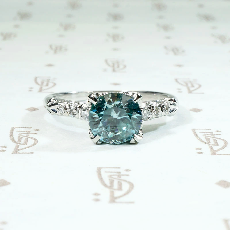 Dazzling 1940s Natural Blue Zircon Ring