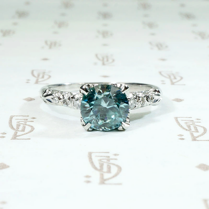 Dazzling 1940s Natural Blue Zircon Ring