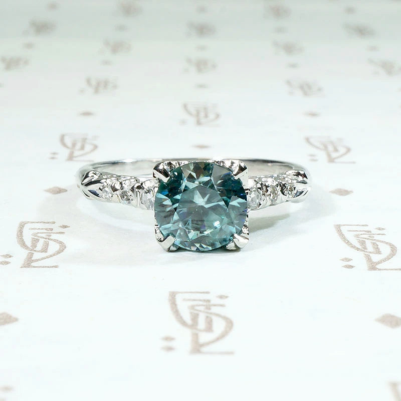 Dazzling 1940s Natural Blue Zircon Ring