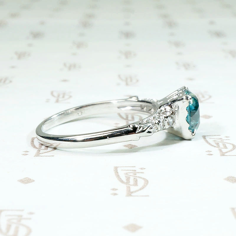 Dazzling 1940s Natural Blue Zircon Ring