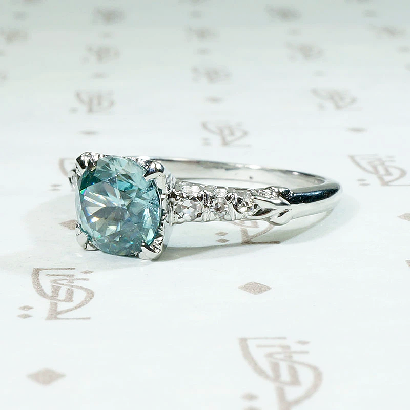 Dazzling 1940s Natural Blue Zircon Ring