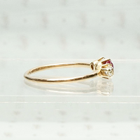 Late Victorian Three Stone Ring with Diamonds & Ruby, side view