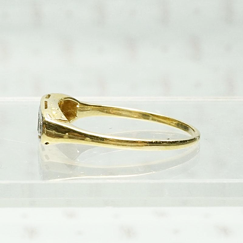 Rose Cut Diamond Art Deco Band in Two Tone Gold, side view