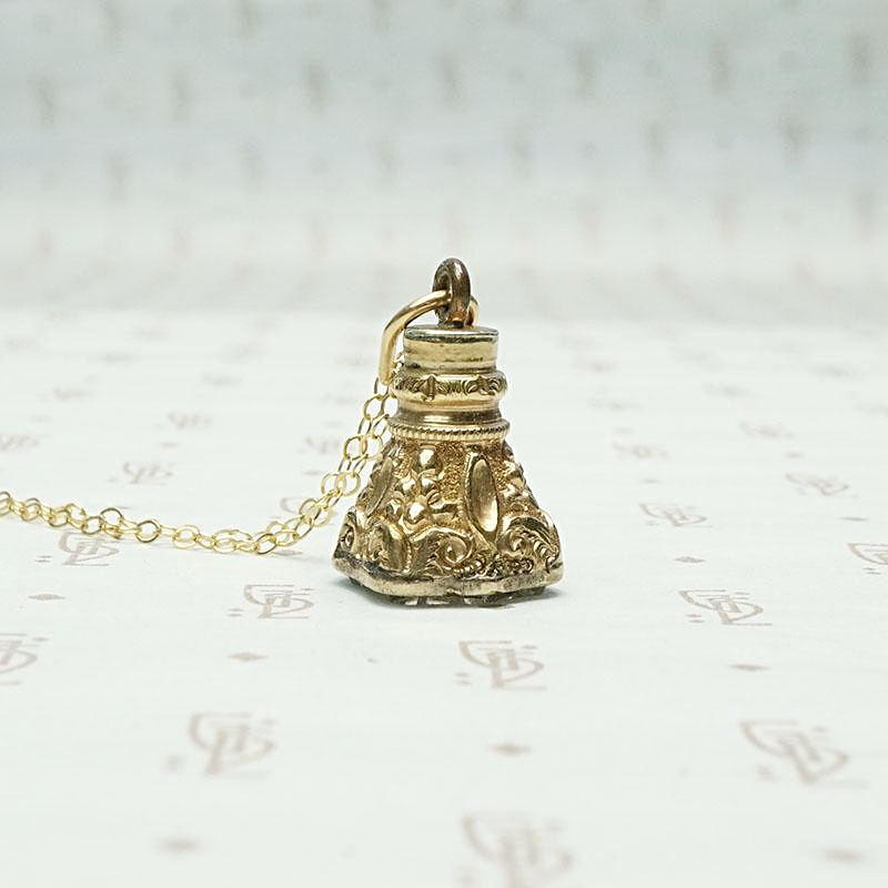 Rock Crystal Shield Victorian Fob Necklace