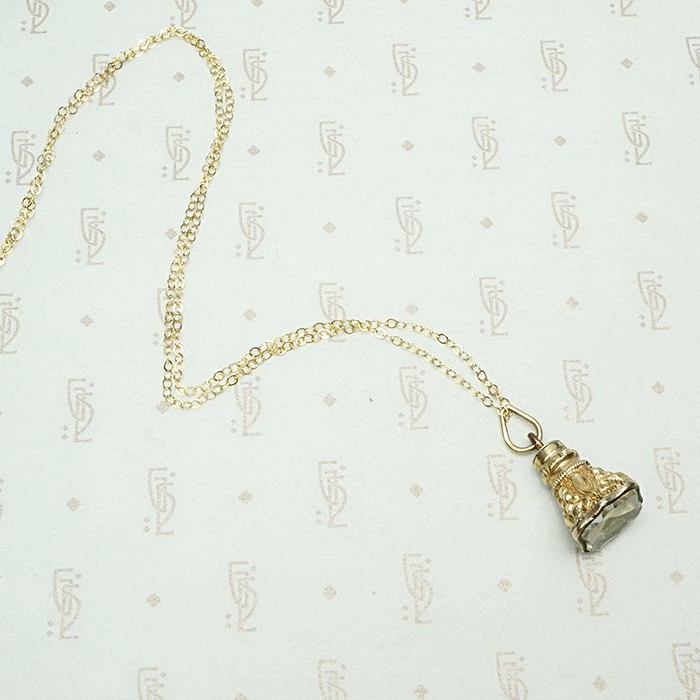 Rock Crystal Shield Victorian Fob Necklace