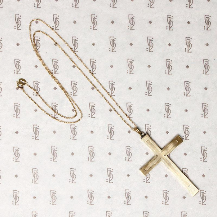 Elegant Engraved Gold Mid Century Cross