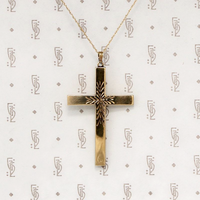 Elegant Engraved Gold Mid Century Cross