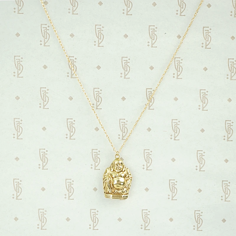 Vintage Gold Buddha Charm Necklace