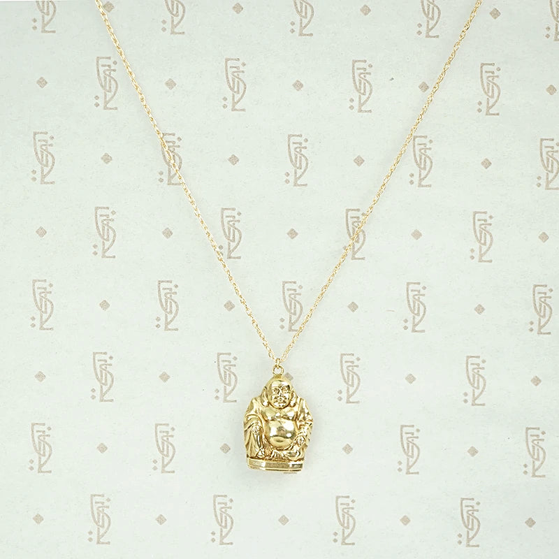 Vintage Gold Buddha Charm Necklace