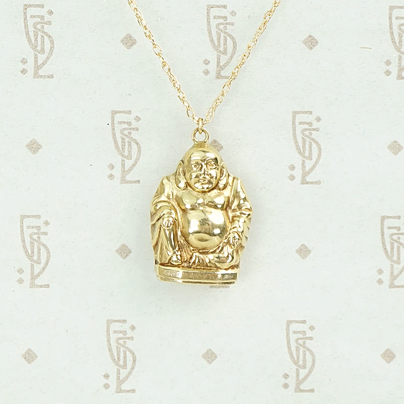 Vintage Gold Buddha Charm Necklace