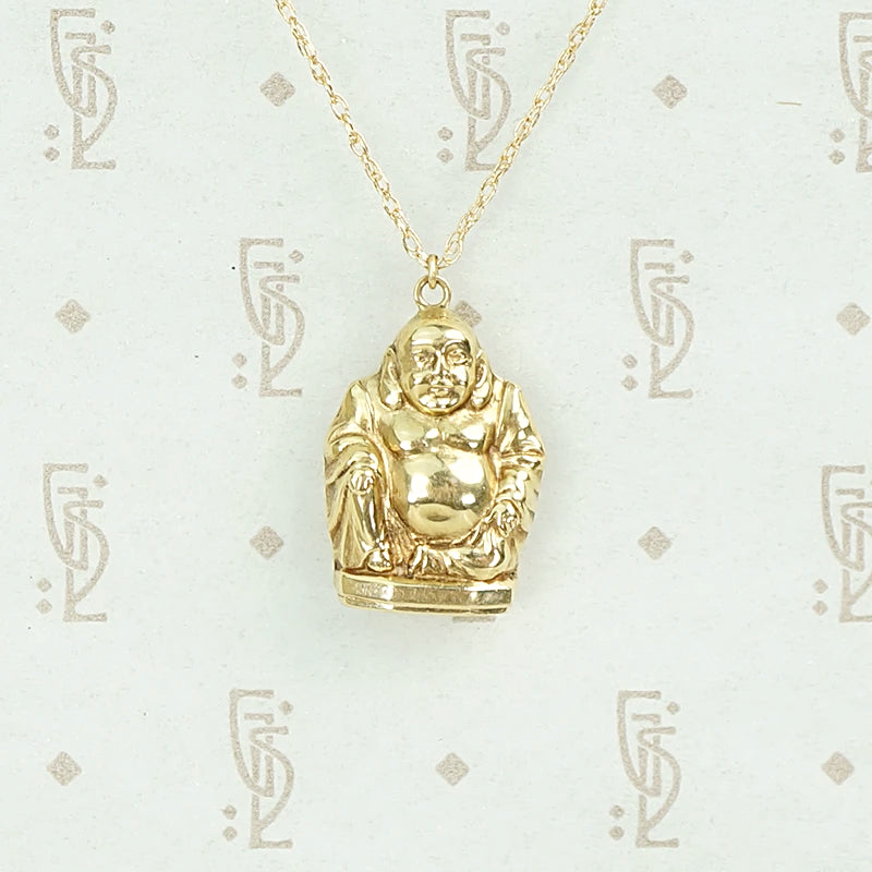 Vintage Gold Buddha Charm Necklace