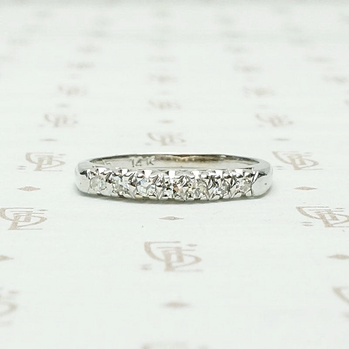 Seven Stone 1940s Diamond Wedding Band