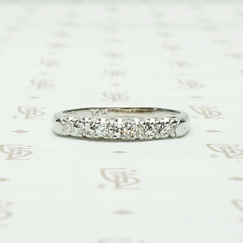 Seven Stone 1940s Diamond Wedding Band