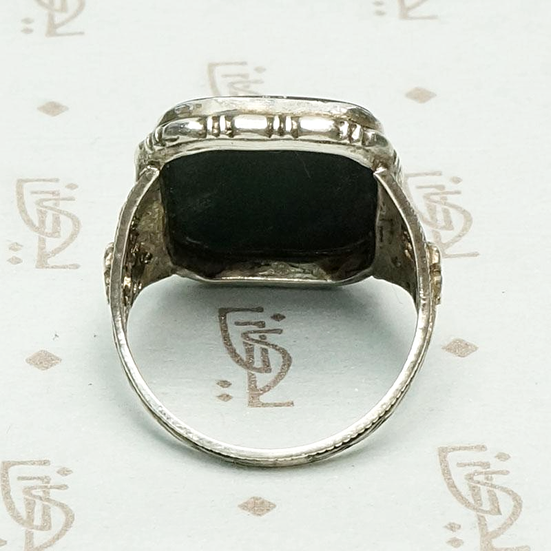 Romantic Sterling Filigree & Onyx Ring, back view