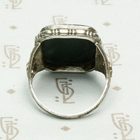 Romantic Sterling Filigree & Onyx Ring, back view