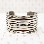 Substantial Silver Cuff Bracelet with Rocker Designs
