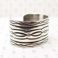 Substantial Silver Cuff Bracelet with Rocker Designs