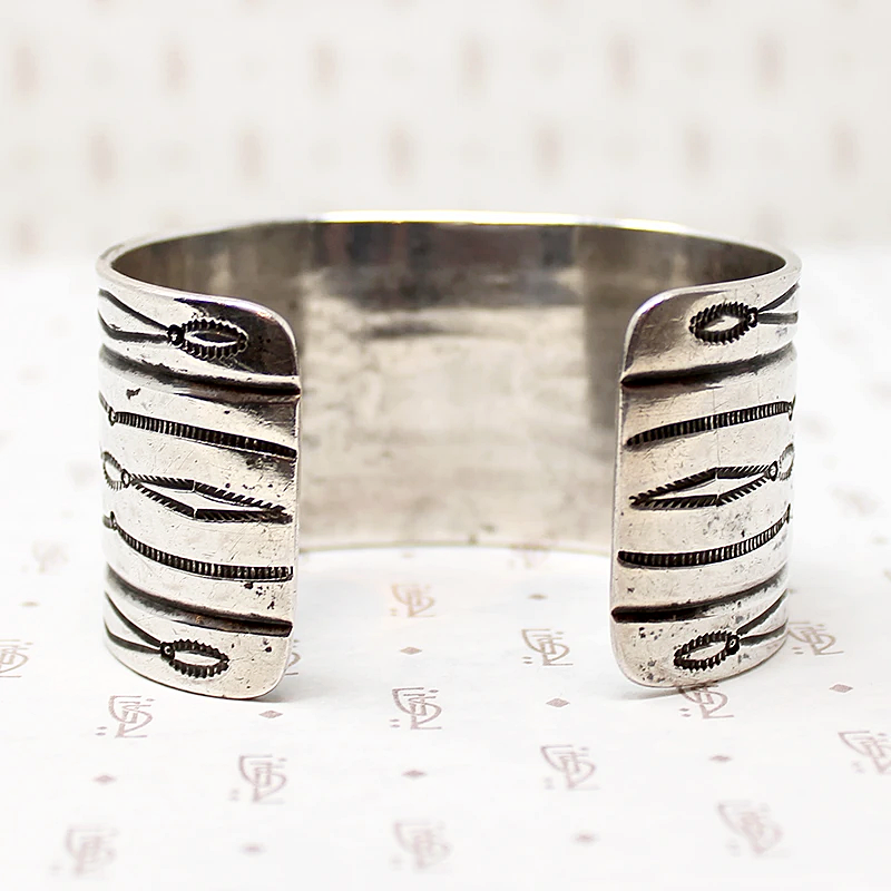 Substantial Silver Cuff Bracelet with Rocker Designs