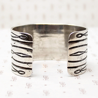 Substantial Silver Cuff Bracelet with Rocker Designs