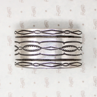 Substantial Silver Cuff Bracelet with Rocker Designs