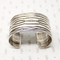 Substantial Silver Cuff Bracelet with Rocker Designs