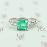 Lush Square Cut Emerald In Platinum Ring