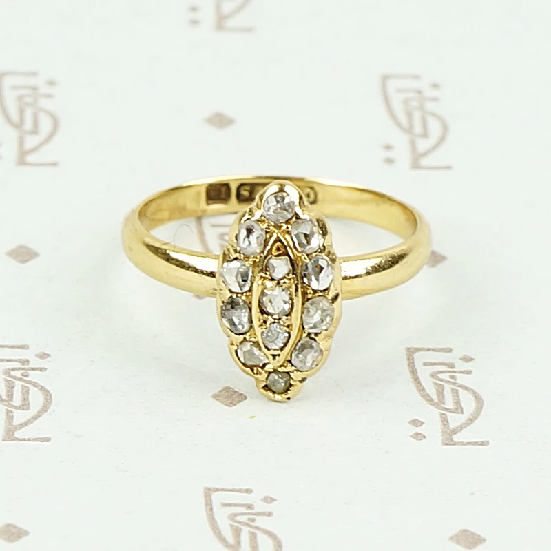 Petite Navette Ring with Rosecut Diamonds